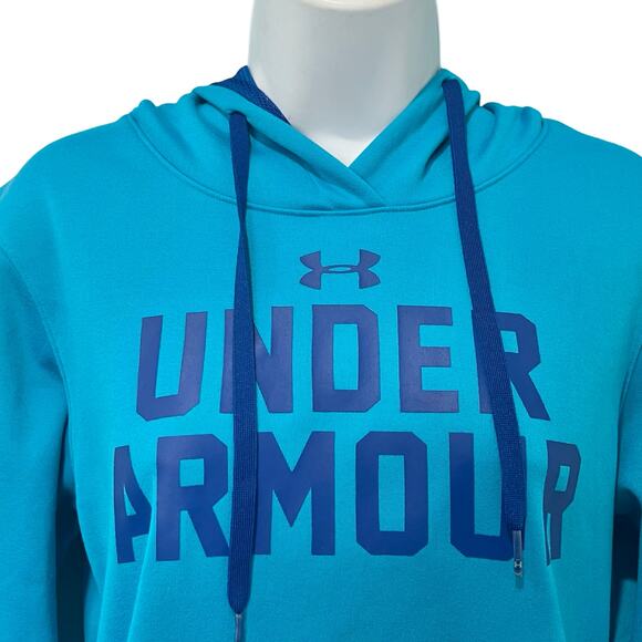 Under Armour Bright Blue Logo Semi-Fitted Athletic Hoodie Sweatshirt size S - Picture 11 of 11